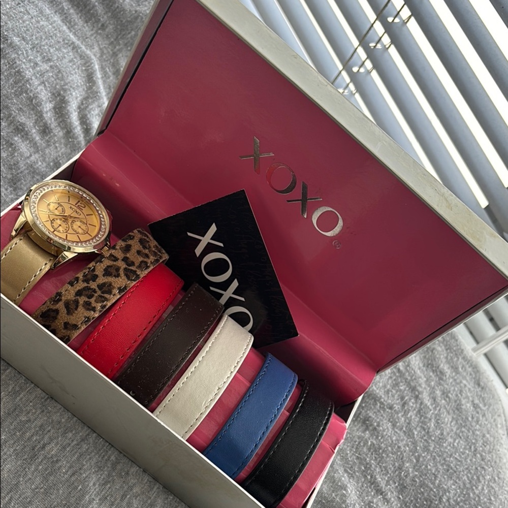 XOXO Gold Watch with Colorful Straps